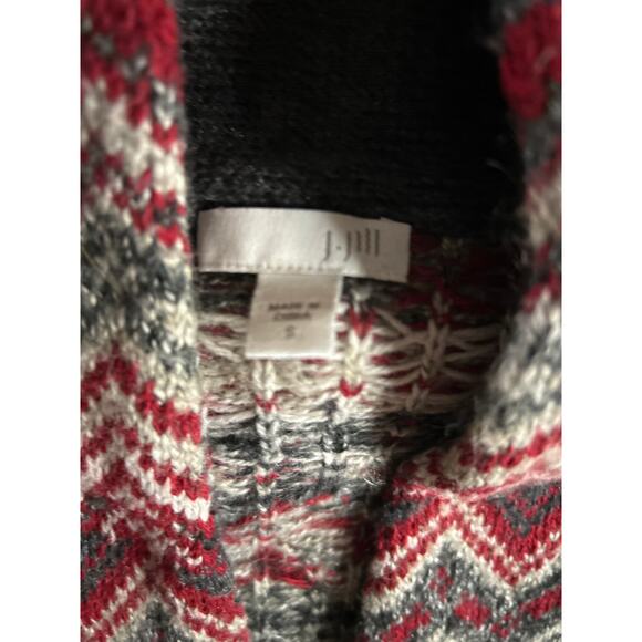 J Jill Nordic Fair Isle Wool Blend Long Cardigan Small Cozy Boho Winter - Picture 5 of 10
